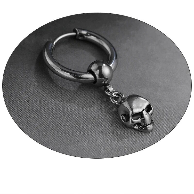 Νέα Vintage σκουλαρίκια κρανίου για γυναίκες Σκουλαρίκια Goth Hoop Ανδρικά κοσμήματα για πάρτι Aretes De Mujer Punk Piercing Σκουλαρίκια από ανοξείδωτο ατσάλι