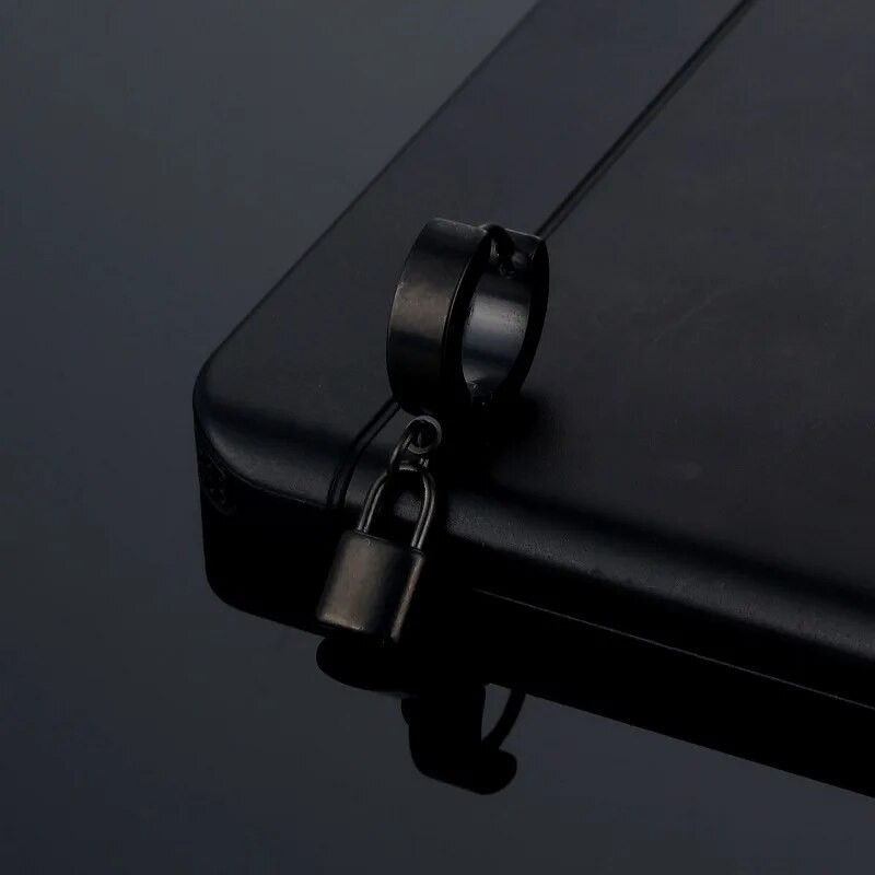 Σκουλαρίκια Huggie Hoop για γυναίκες Ανδρικά κοσμήματα με κρεμαστό λουκέτο από ανοξείδωτο ατσάλι