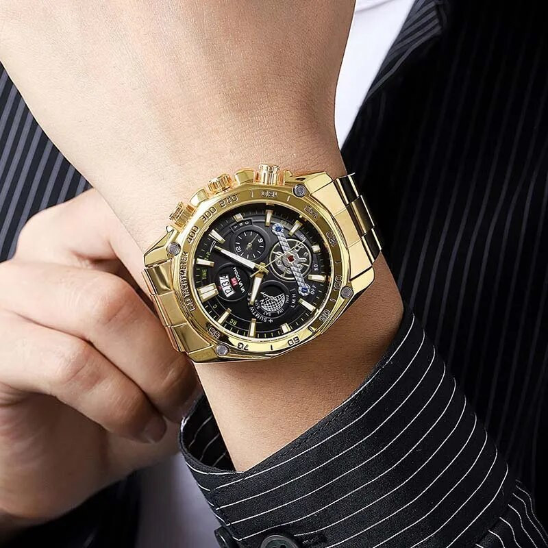 Verslo sporto laikrodžiai Vyriški Prabangūs Šviesūs Gamintojas Neperšlampamas Vyriškas Kvarcinis Rankinis laikrodis Mados Kalendorius Nerūdijančio plieno Laikrodis Hombre