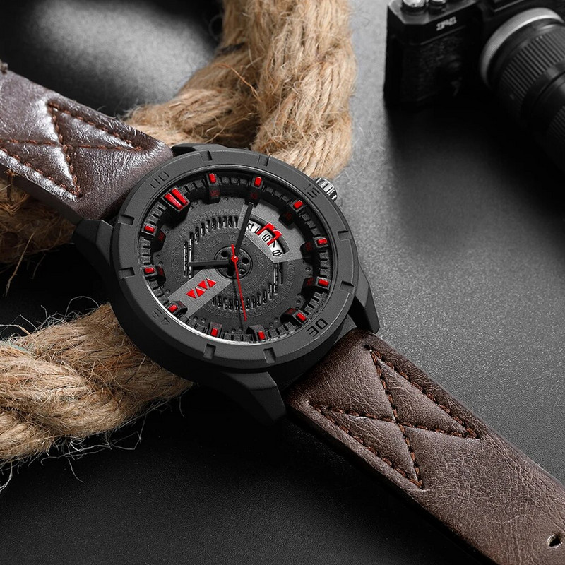 Meeste täielikud kalendrikellad Top Luksusbränd Mood Sport Veekindel käekell Meeste Nahkrihm Kvartskell Meeste reloj hombre