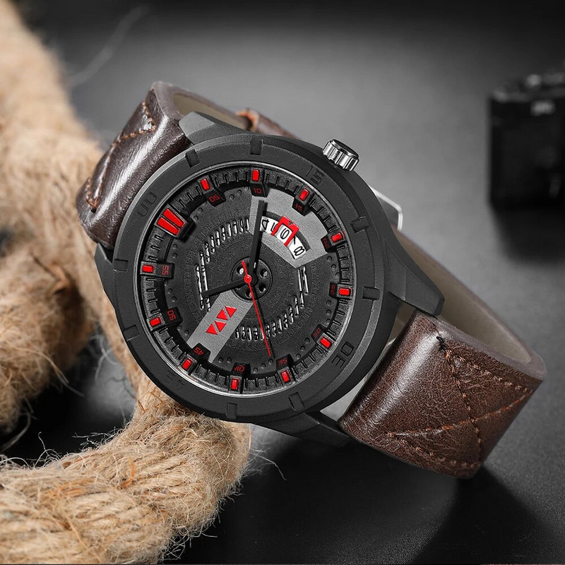 Meeste täielikud kalendrikellad Top Luksusbränd Mood Sport Veekindel käekell Meeste Nahkrihm Kvartskell Meeste reloj hombre