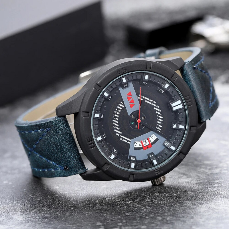 Meeste täielikud kalendrikellad Top Luksusbränd Mood Sport Veekindel käekell Meeste Nahkrihm Kvartskell Meeste reloj hombre