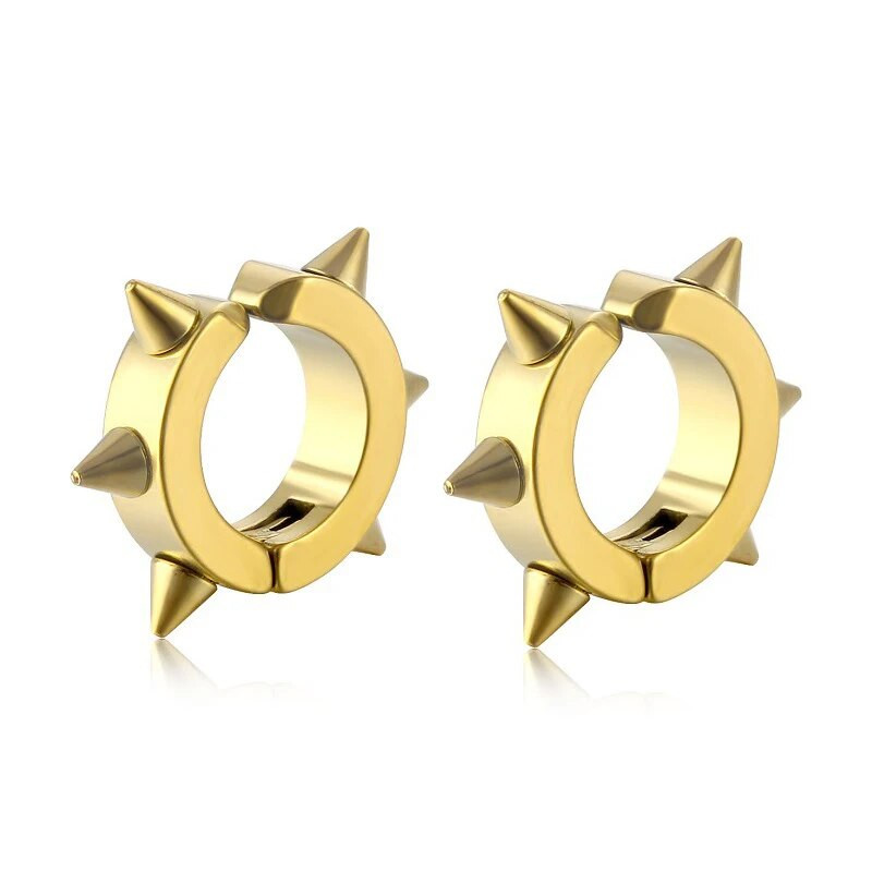 Σκουλαρίκια από ανοξείδωτο ατσάλι με κλιπ πανκ που δεν τρυπά με μυτερό κωνικό σκουλαρίκι με πριτσίνια Αξεσουάρ κοσμήματα αυτιών