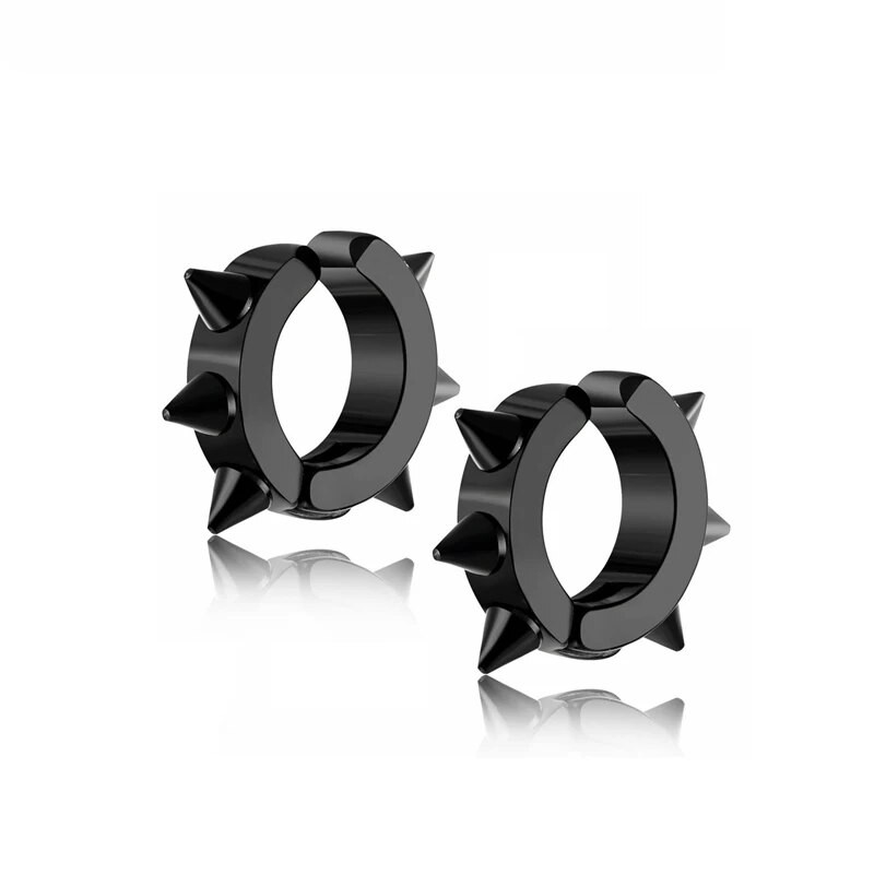 Σκουλαρίκια από ανοξείδωτο ατσάλι με κλιπ πανκ που δεν τρυπά με μυτερό κωνικό σκουλαρίκι με πριτσίνια Αξεσουάρ κοσμήματα αυτιών