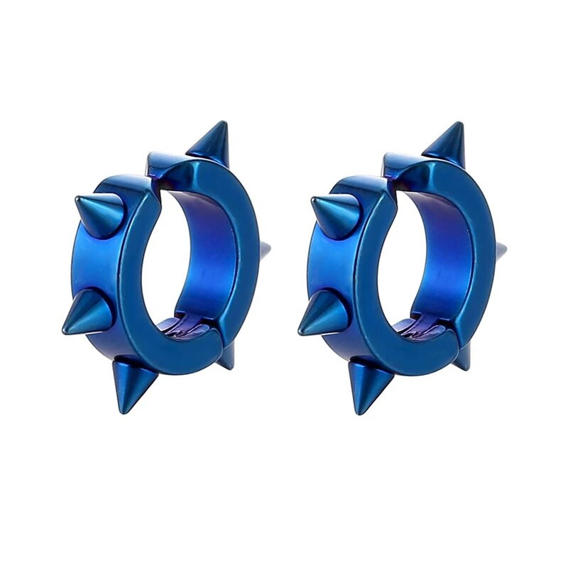 Σκουλαρίκια από ανοξείδωτο ατσάλι με κλιπ πανκ που δεν τρυπά με μυτερό κωνικό σκουλαρίκι με πριτσίνια Αξεσουάρ κοσμήματα αυτιών