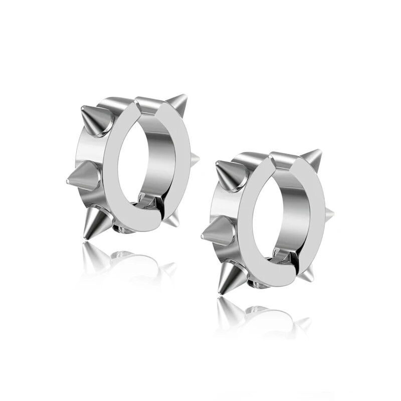 Σκουλαρίκια από ανοξείδωτο ατσάλι με κλιπ πανκ που δεν τρυπά με μυτερό κωνικό σκουλαρίκι με πριτσίνια Αξεσουάρ κοσμήματα αυτιών