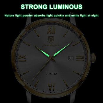 POEDAGAR Ултра тънки мъжки часовници Маркови модни водоустойчиви горни светещи кварцови часовници Луксозен кожен часовник в бизнес стил 2023 г.
