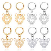 Hollow Leopard Tiger Head Hoop σκουλαρίκια για γυναίκες Vintage Χρυσό Ασημί Χρώμα Σκουλαρίκι από κράμα Drop Κοσμήματα Statement Mujer