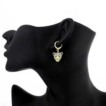 Hollow Leopard Tiger Head Hoop σκουλαρίκια για γυναίκες Vintage Χρυσό Ασημί Χρώμα Σκουλαρίκι από κράμα Drop Κοσμήματα Statement Mujer