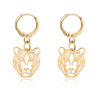 Hollow Leopard Tiger Head Hoop σκουλαρίκια για γυναίκες Vintage Χρυσό Ασημί Χρώμα Σκουλαρίκι από κράμα Drop Κοσμήματα Statement Mujer