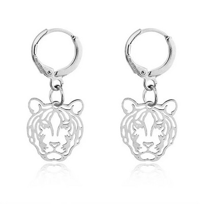 Hollow Leopard Tiger Head Hoop σκουλαρίκια για γυναίκες Vintage Χρυσό Ασημί Χρώμα Σκουλαρίκι από κράμα Drop Κοσμήματα Statement Mujer