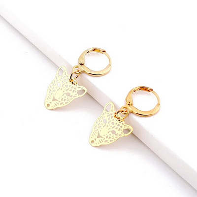Hollow Leopard Tiger Head Hoop σκουλαρίκια για γυναίκες Vintage Χρυσό Ασημί Χρώμα Σκουλαρίκι από κράμα Drop Κοσμήματα Statement Mujer