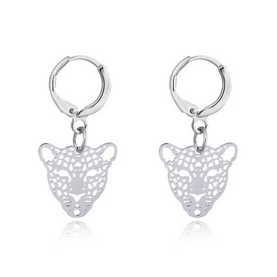 Hollow Leopard Tiger Head Hoop σκουλαρίκια για γυναίκες Vintage Χρυσό Ασημί Χρώμα Σκουλαρίκι από κράμα Drop Κοσμήματα Statement Mujer