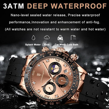 Часовници POEDAGAR със силиконова каишка Мъжки спортни луксозни водоустойчиви маркови кварцови часовници Мъжки светещ хронограф Часовник с фази на луната Мъжки