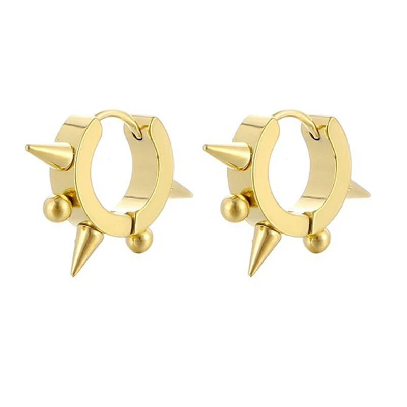 Vyriški Huggie nerūdijančio plieno auskarai su lanku Moterims Punk Dangle Spikes Auskarai