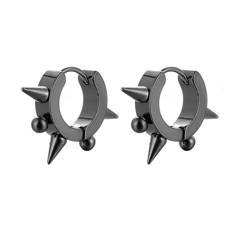 Vyriški Huggie nerūdijančio plieno auskarai su lanku Moterims Punk Dangle Spikes Auskarai