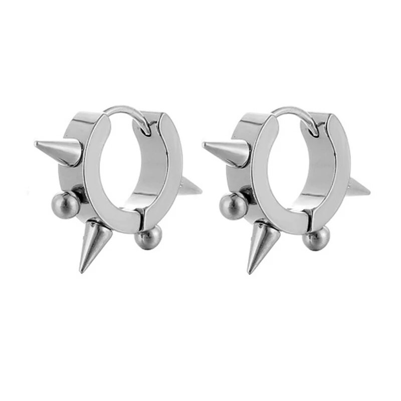 Vyriški Huggie nerūdijančio plieno auskarai su lanku Moterims Punk Dangle Spikes Auskarai