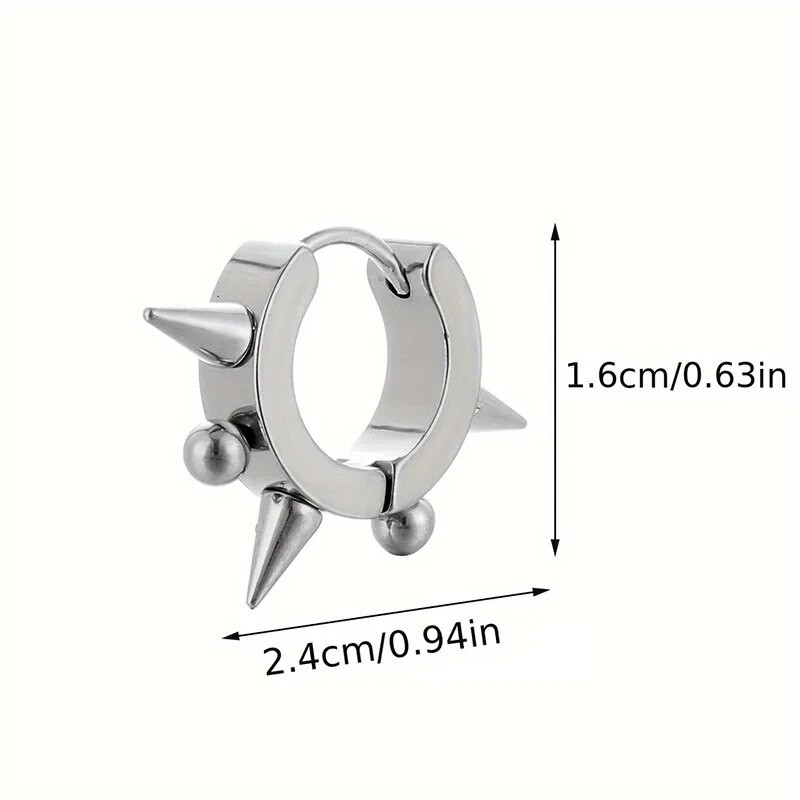 Vyriški Huggie nerūdijančio plieno auskarai su lanku Moterims Punk Dangle Spikes Auskarai