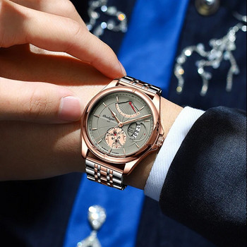 POEDAGAR Ултра тънки мъжки часовници Топ марка Водоустойчив луксозен кварцов часовник от неръждаема стомана за мъже Календар Розово злато Подаръци Часовници