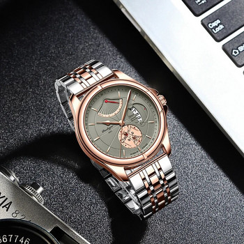 POEDAGAR Ултра тънки мъжки часовници Топ марка Водоустойчив луксозен кварцов часовник от неръждаема стомана за мъже Календар Розово злато Подаръци Часовници