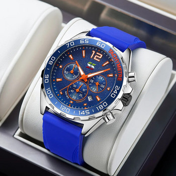 Моден хронограф Мъжки часовници Топ марка Луксозна силиконова каишка Спортен ръчен часовник Бизнес кварцов часовник Водоустойчив Montre Homme