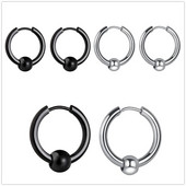 15 17 21 mm nerūdijančio plieno mažas auskaras vyrams auskaras su rutuliniu karoliuku Brinco apskritimas juodas auskarai auskarai juostos papuošalai