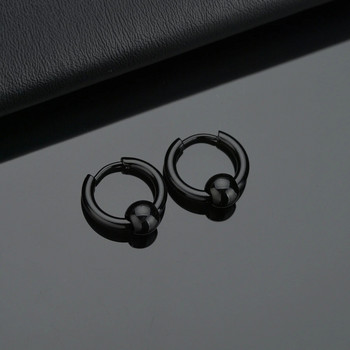 15 17 21mm ανοξείδωτο σκουλαρίκι μικρού κρίκου για άντρες Δαχτυλίδι αυτιού με μπίλια Brinco Circle Μαύρα σκουλαρίκια Piercing Μπαρ Κοσμήματα