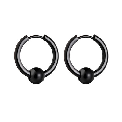 15 17 21 mm nerūdijančio plieno mažas auskaras vyrams auskaras su rutuliniu karoliuku Brinco apskritimas juodas auskarai auskarai juostos papuošalai