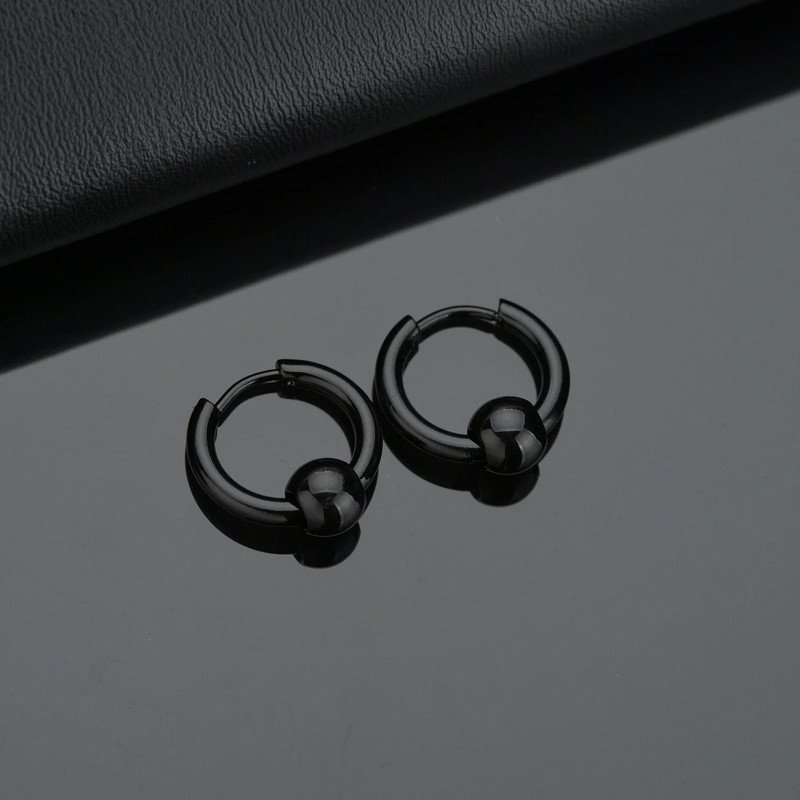 15 17 21 mm nerūdijančio plieno mažas auskaras vyrams auskaras su rutuliniu karoliuku Brinco apskritimas juodas auskarai auskarai juostos papuošalai