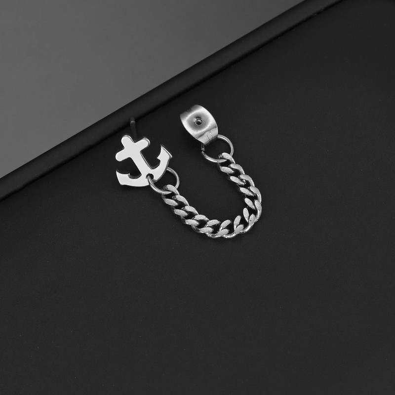 Lihtsad roostevabast terasest ankurkõrvarõngad, hõbedased tutid, ketikõrvarõngad naistele, meeste punk, vintage peomeht