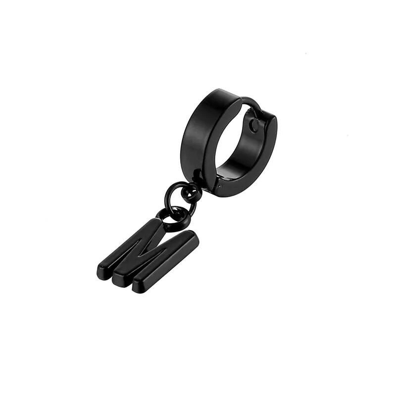 Σκουλαρίκια από ανοξείδωτο ατσάλι letter M Σκουλαρίκια Huggie Hoop για άνδρες Γυναικεία, 2 τμχ