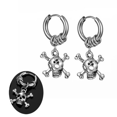 Gooti roostevabast terasest pealuu kõrvarõngad naistele meestele lahe tänava hip-hop kõrvarõngas ehte ripats