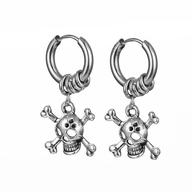 Gooti roostevabast terasest pealuu kõrvarõngad naistele meestele lahe tänava hip-hop kõrvarõngas ehte ripats