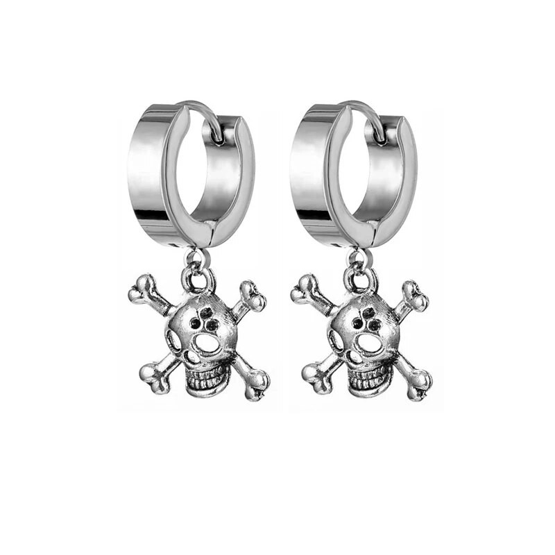 Gooti roostevabast terasest pealuu kõrvarõngad naistele meestele lahe tänava hip-hop kõrvarõngas ehte ripats