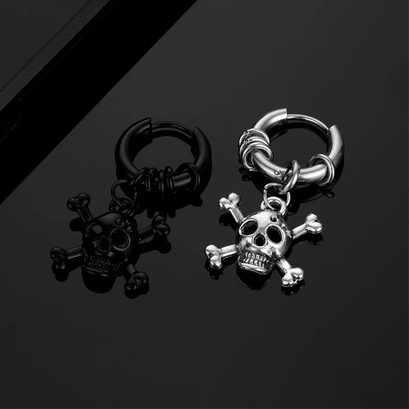 Gooti roostevabast terasest pealuu kõrvarõngad naistele meestele lahe tänava hip-hop kõrvarõngas ehte ripats