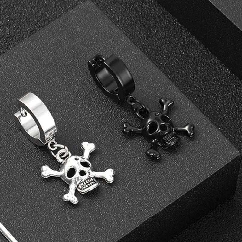 Gooti roostevabast terasest pealuu kõrvarõngad naistele meestele lahe tänava hip-hop kõrvarõngas ehte ripats