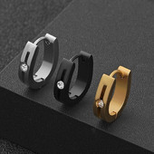 Σκουλαρίκια κρίκοι από ανοξείδωτο ατσάλι για άνδρες Γυναικεία σκουλαρίκια Huggie CZ Inlaid