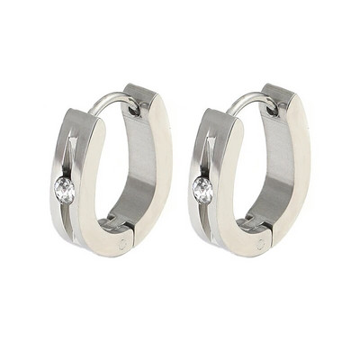 Σκουλαρίκια κρίκοι από ανοξείδωτο ατσάλι για άνδρες Γυναικεία σκουλαρίκια Huggie CZ Inlaid