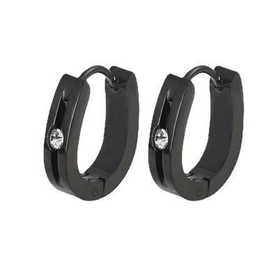 Σκουλαρίκια κρίκοι από ανοξείδωτο ατσάλι για άνδρες Γυναικεία σκουλαρίκια Huggie CZ Inlaid