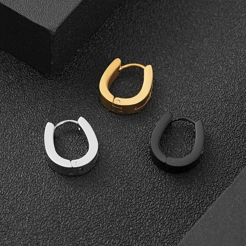 Σκουλαρίκια κρίκοι από ανοξείδωτο ατσάλι για άνδρες Γυναικεία σκουλαρίκια Huggie CZ Inlaid