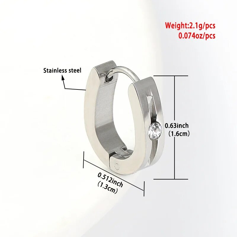 Σκουλαρίκια κρίκοι από ανοξείδωτο ατσάλι για άνδρες Γυναικεία σκουλαρίκια Huggie CZ Inlaid