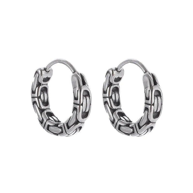 Retro Tribal Chain Hoop auskarai Hipoalerginiai kremzliniai auskarai Vyrai Moterims Madingi Hip Hop Vakarėliui Papuošalai Priedai