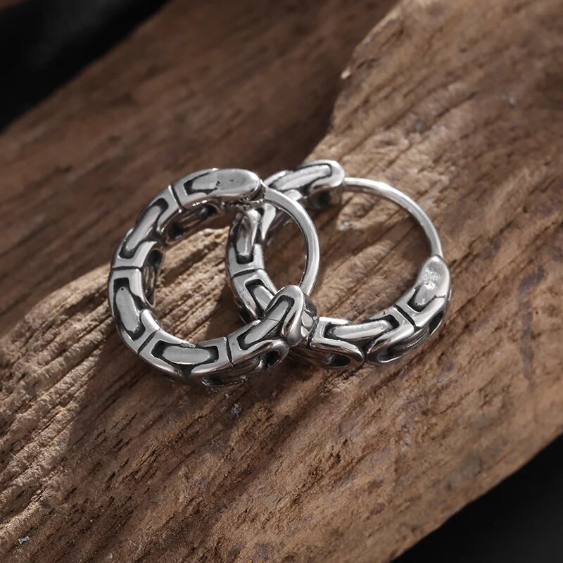 Retro Tribal Chain Hoop auskarai Hipoalerginiai kremzliniai auskarai Vyrai Moterims Madingi Hip Hop Vakarėliui Papuošalai Priedai