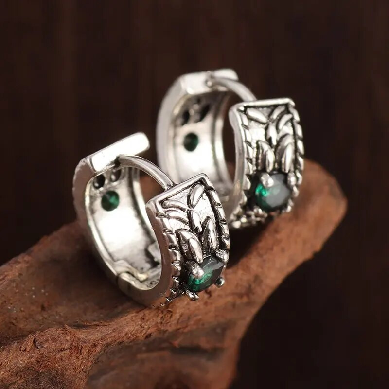 Moodsad rohelised tsirkoonlehtedest rõngaskõrvarõngad hüpoallergeensed kõrvarõngad naistele retro trendikad õhtusöögi ehted kingitused