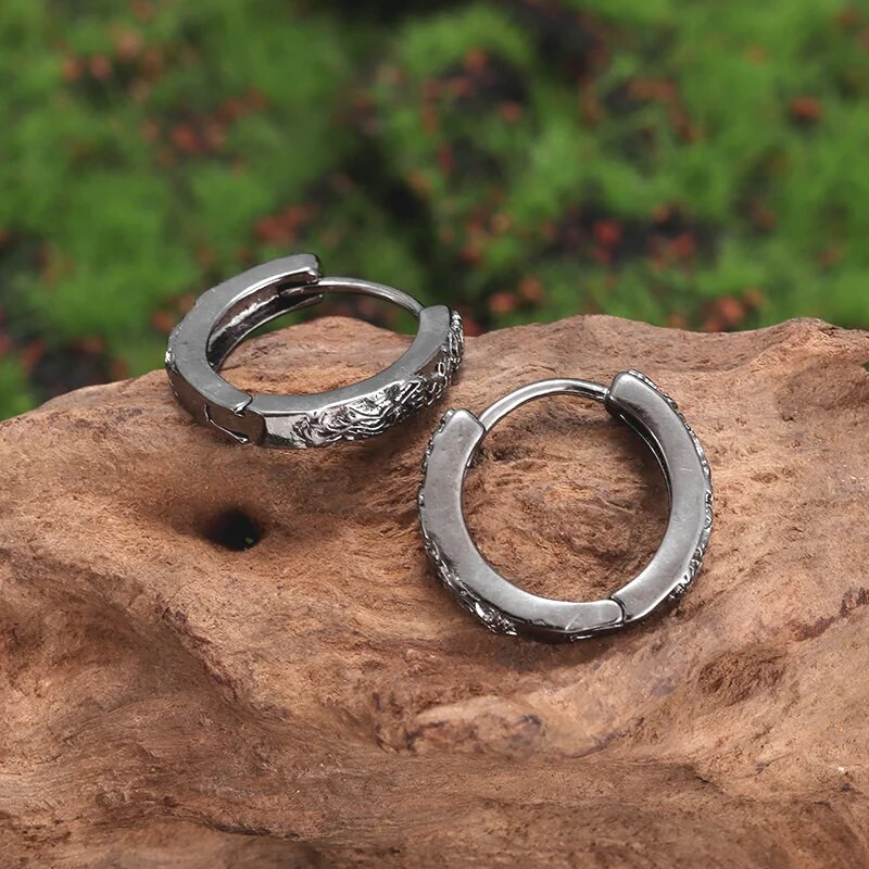 Retro etnilise draakoni mustriga kõrvarõngad hüpoallergeensed kõrvarõngad hip-hop roki rattapeo ehted meestele ja naistele