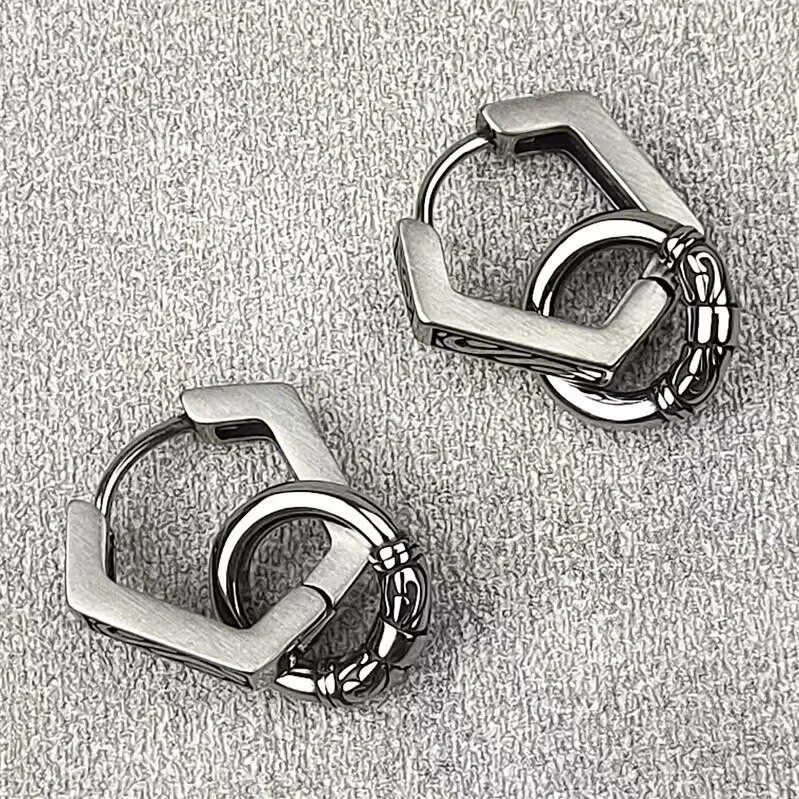 Retro genties totemo raižyti auskarai, geometrinio apskritimo derinys, hipoalerginiai auskarai vyrams ir moterims, madingi hiphopo papuošalai