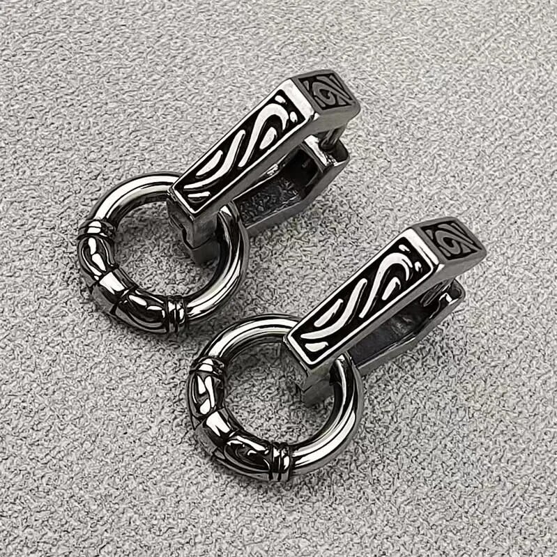 Retro genties totemo raižyti auskarai, geometrinio apskritimo derinys, hipoalerginiai auskarai vyrams ir moterims, madingi hiphopo papuošalai