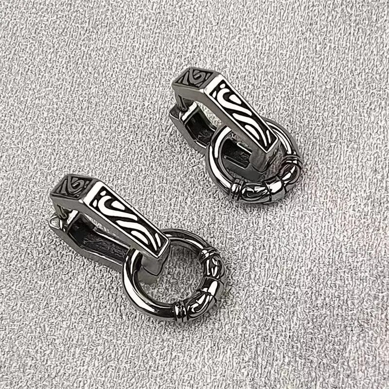 Retro genties totemo raižyti auskarai, geometrinio apskritimo derinys, hipoalerginiai auskarai vyrams ir moterims, madingi hiphopo papuošalai