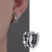 Sidabruoti gotikiniai visos kaukolės auskarai Hipoalergiški auskarai su žiedais vyrams Moterų Hip Hop Rokas Punk Helovino vakarėlio papuošalai