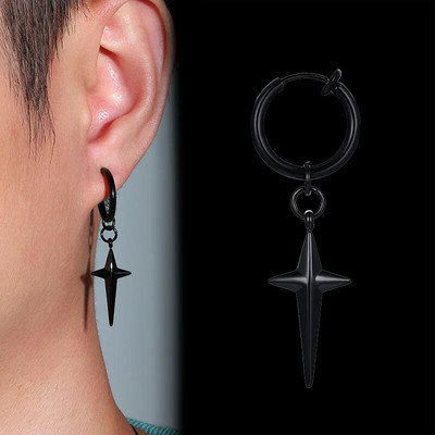 Vnox vyriški 1 dalių stilingi kūginiai smaigalio formos auskarai, roko punk geometriniai ausų papuošalai su spyruokliniu ausų segtuku